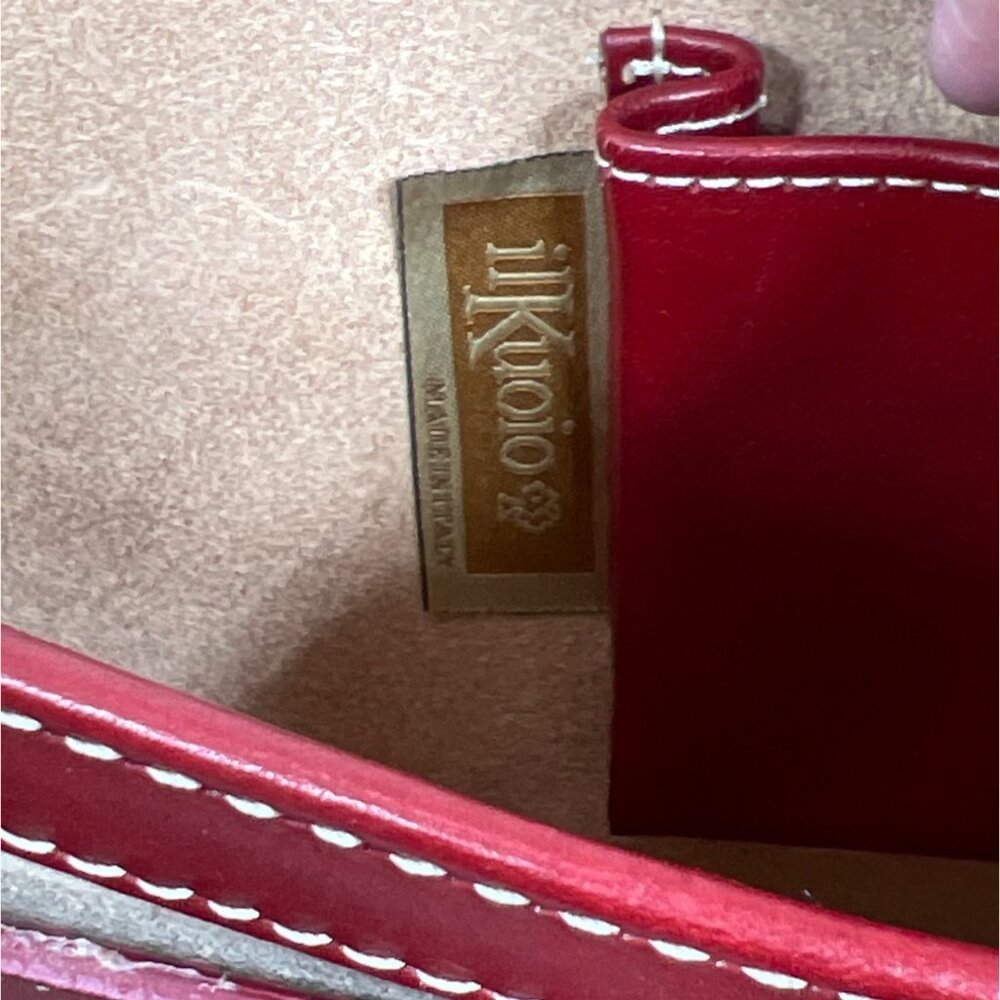 VINTAGE IL KUOIO Handmade Leather Messenger Crossbody Bag Red EUC - Picture 8 of 11